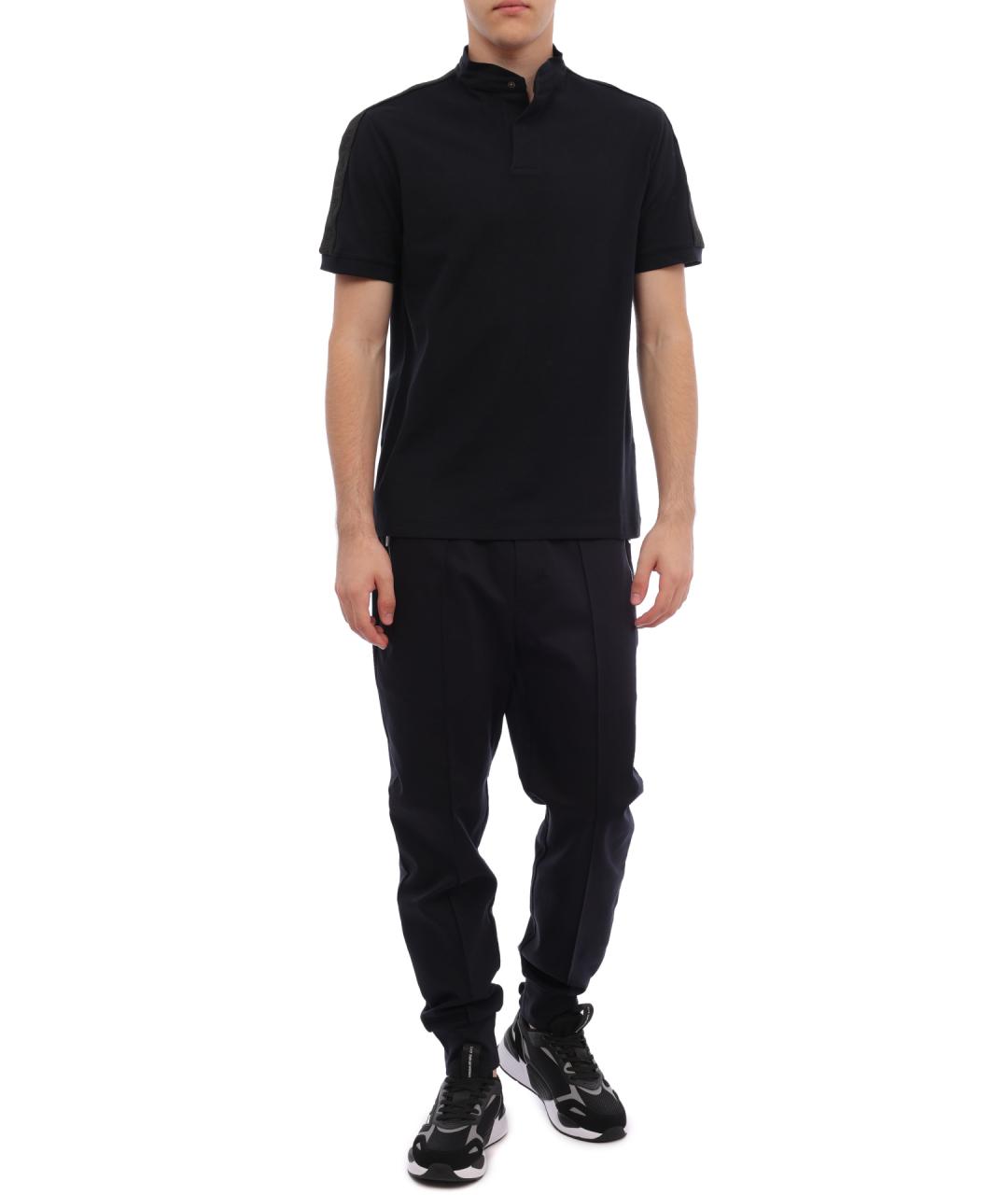 EMPORIO ARMANI Синее хлопковое поло с коротким рукавом, фото 2