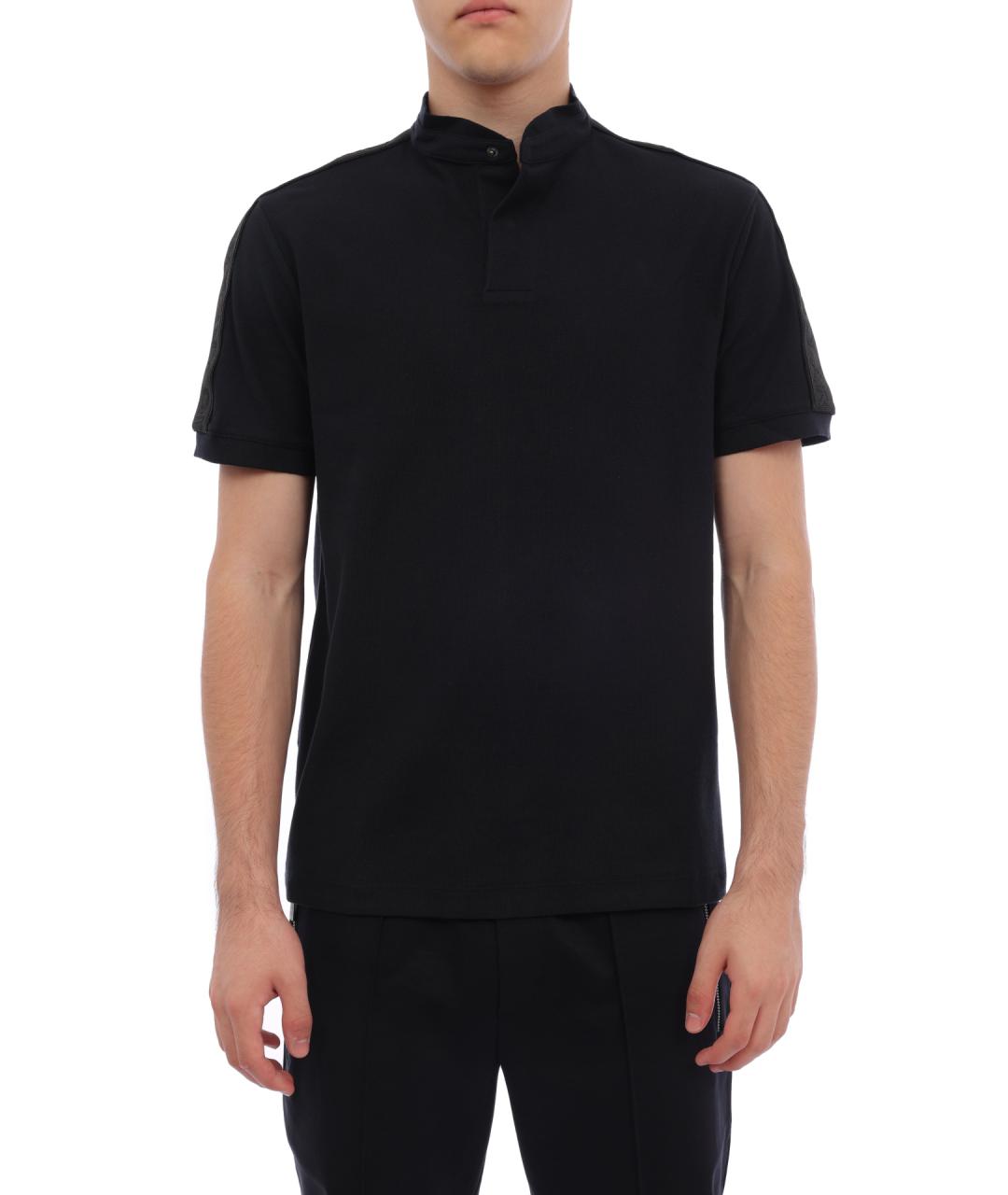 EMPORIO ARMANI Синее хлопковое поло с коротким рукавом, фото 1