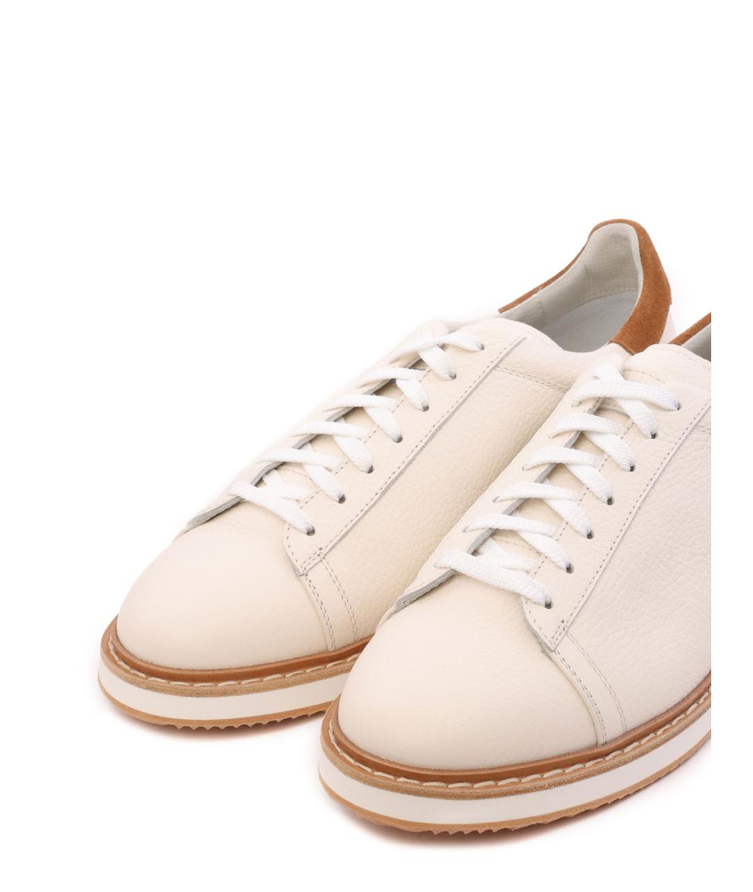 BRUNELLO CUCINELLI Белые кожаные низкие кроссовки / кеды, фото 7