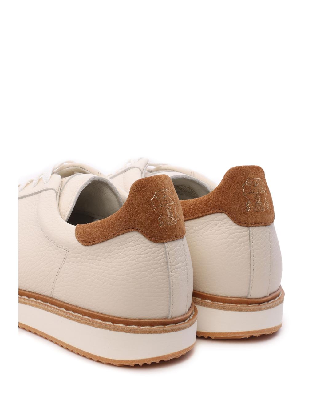 BRUNELLO CUCINELLI Белые кожаные низкие кроссовки / кеды, фото 6