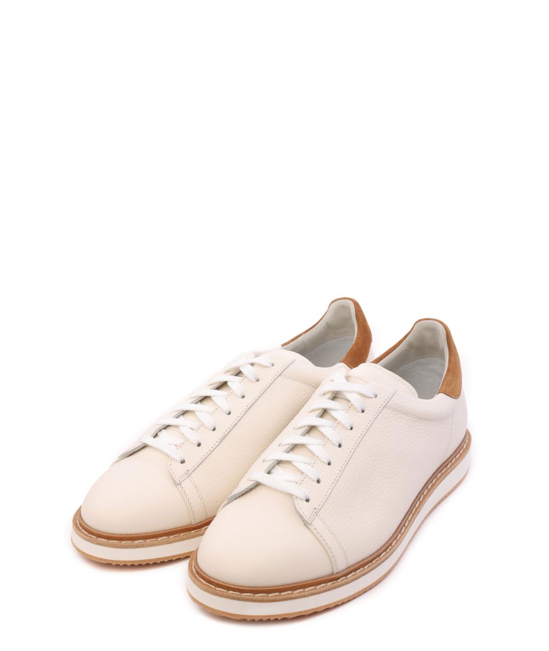 BRUNELLO CUCINELLI Белые кожаные низкие кроссовки / кеды, фото 2