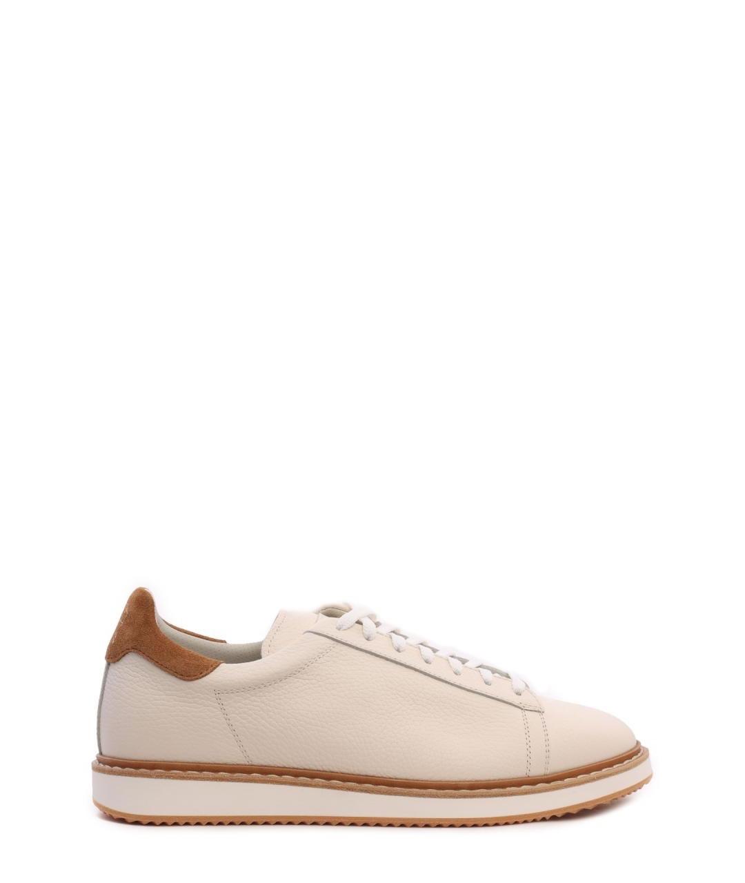 BRUNELLO CUCINELLI Белые кожаные низкие кроссовки / кеды, фото 1