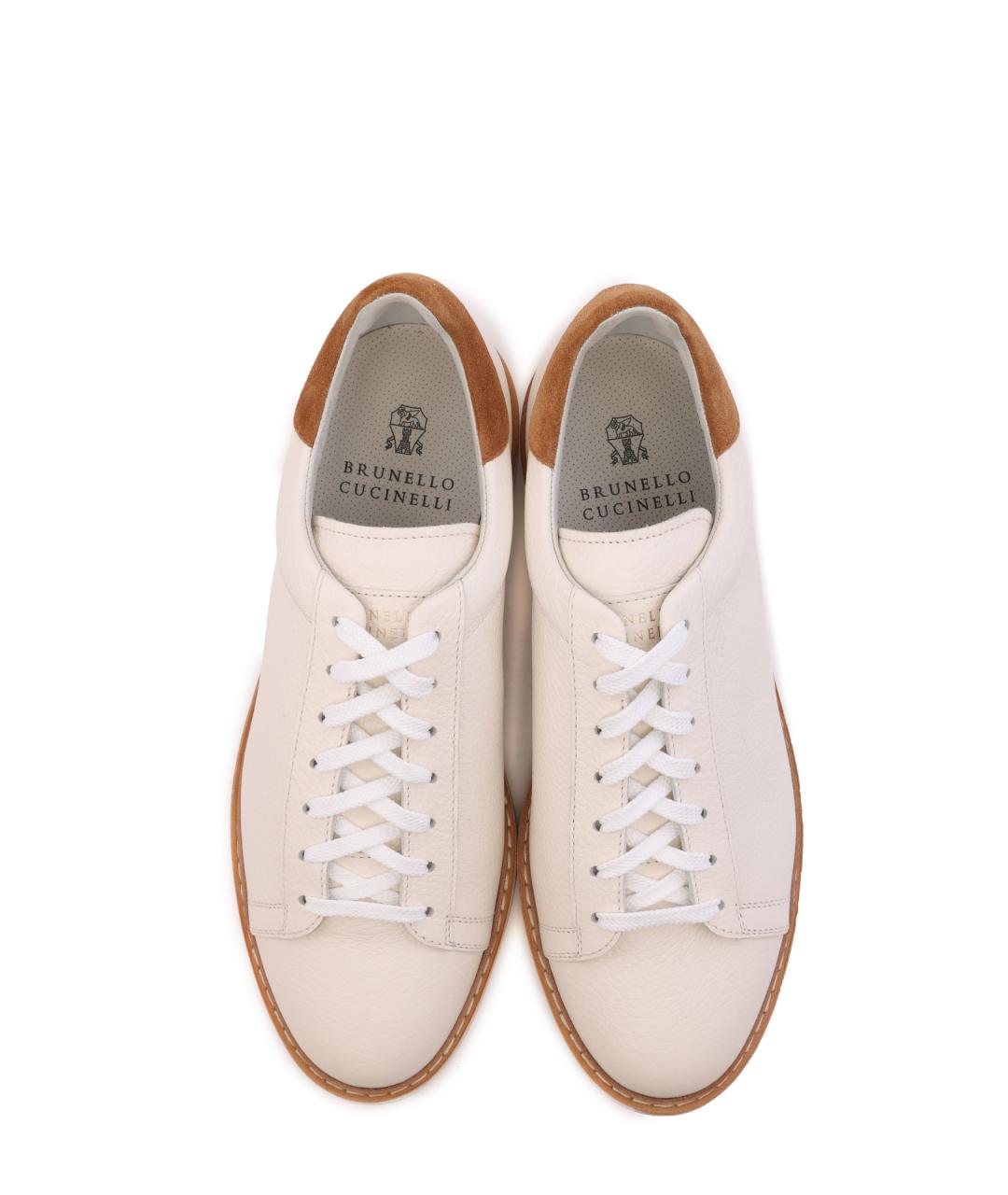 BRUNELLO CUCINELLI Белые кожаные низкие кроссовки / кеды, фото 4