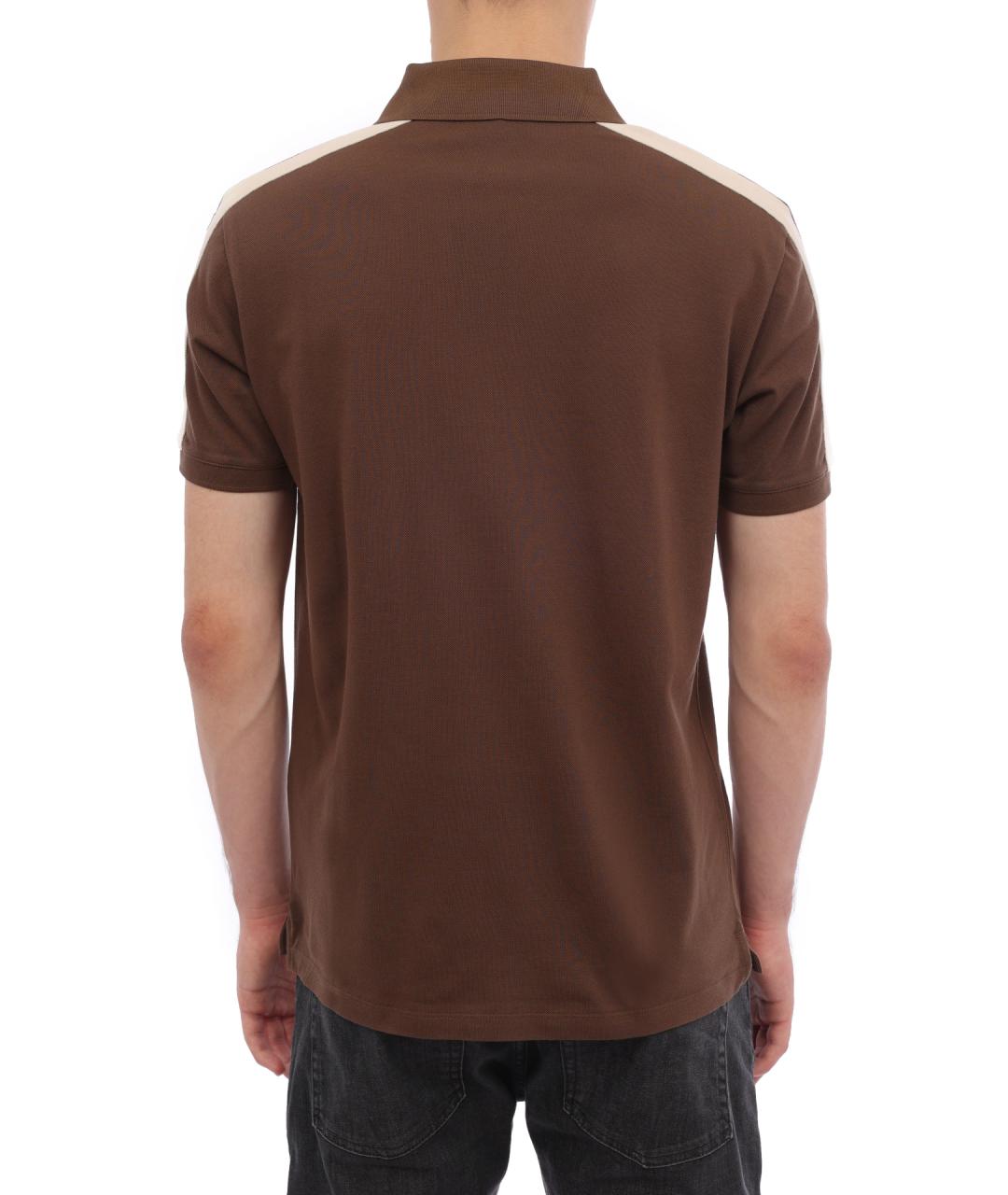 EMPORIO ARMANI Коричневое хлопковое поло с коротким рукавом, фото 5