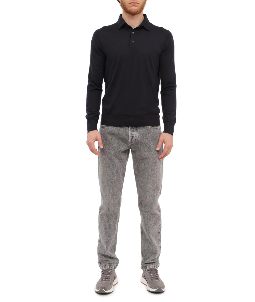 ZEGNA Темно-синее поло с длинным рукавом, фото 2