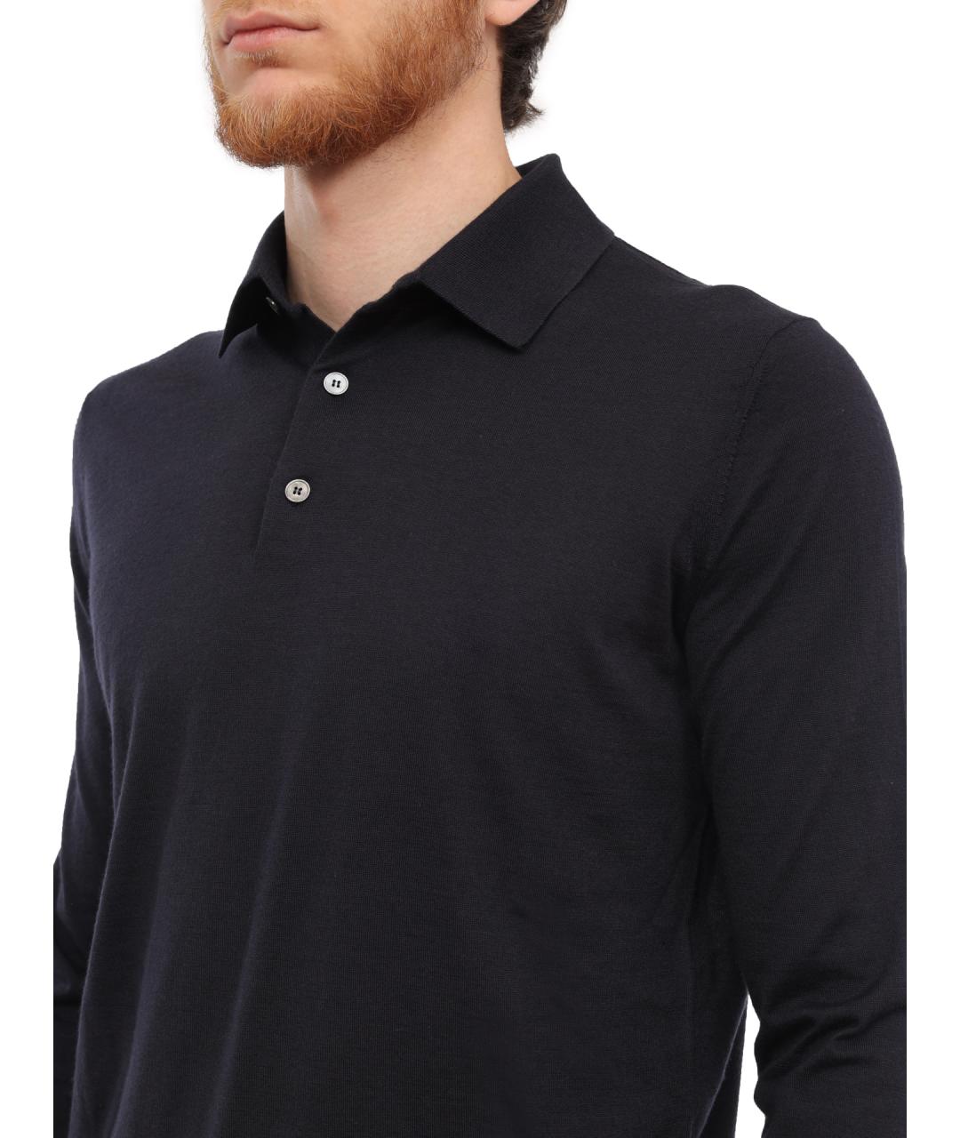 ZEGNA Темно-синее поло с длинным рукавом, фото 3