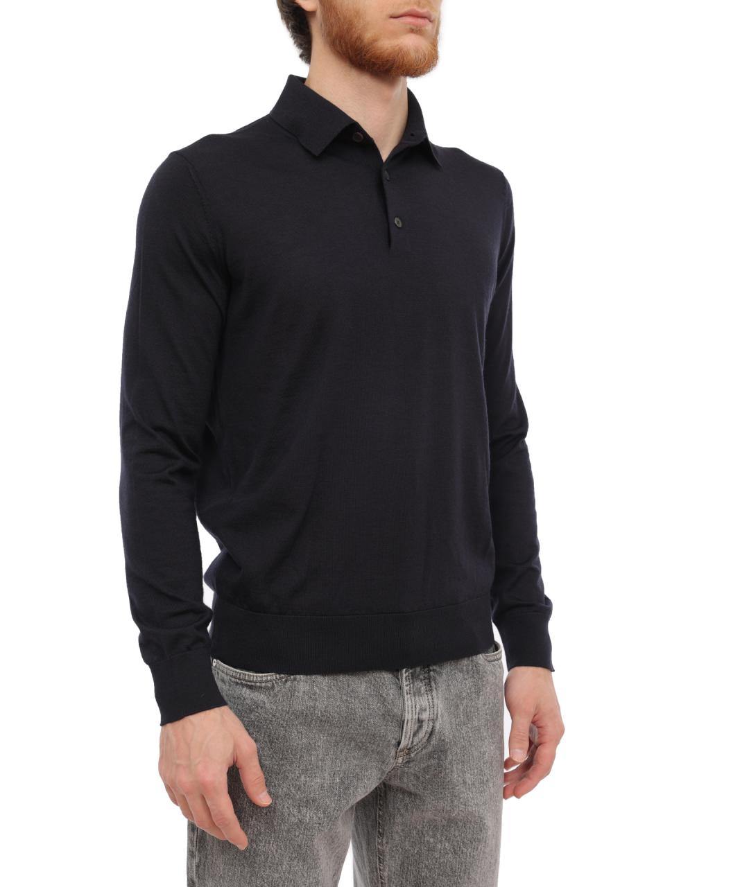 ZEGNA Темно-синее поло с длинным рукавом, фото 4