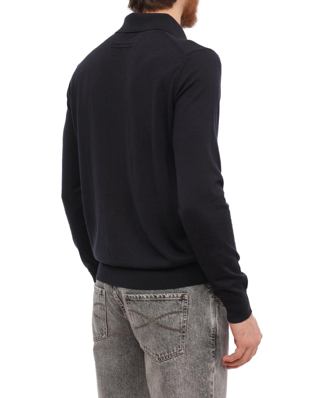 ZEGNA Темно-синее поло с длинным рукавом, фото 5