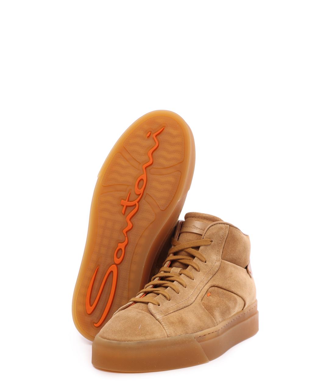 SANTONI Коричневые замшевые кеды, фото 5