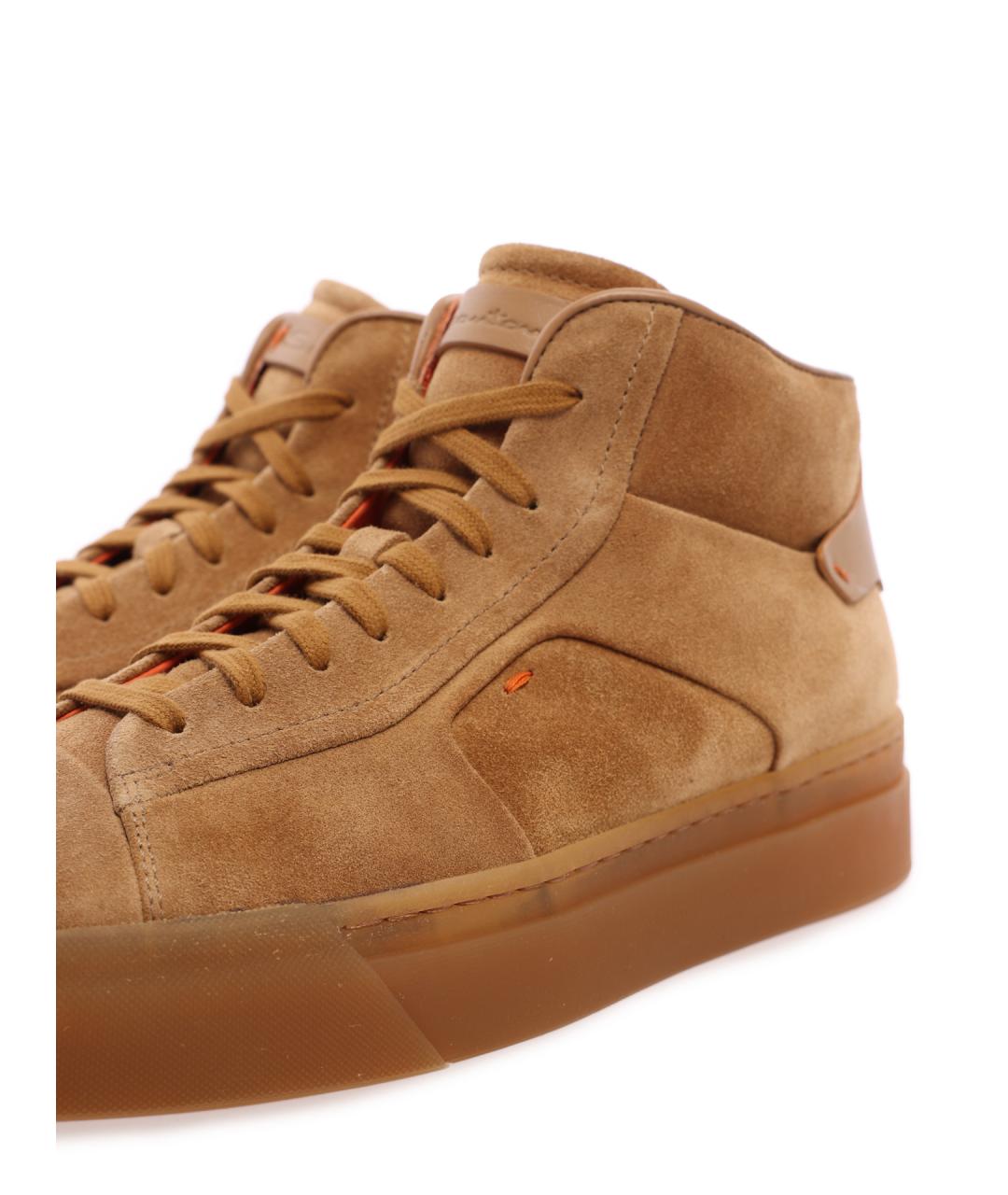 SANTONI Коричневые замшевые кеды, фото 6