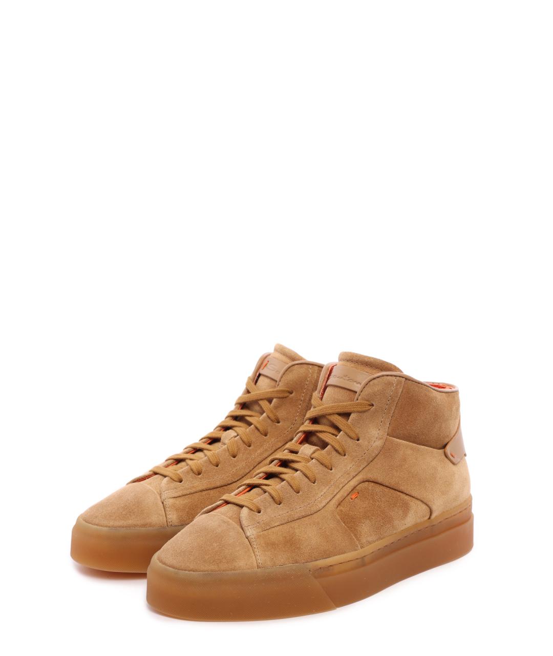 SANTONI Коричневые замшевые кеды, фото 2