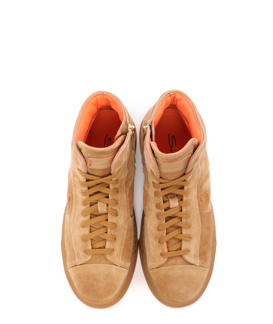 SANTONI Коричневые замшевые кеды, фото 4