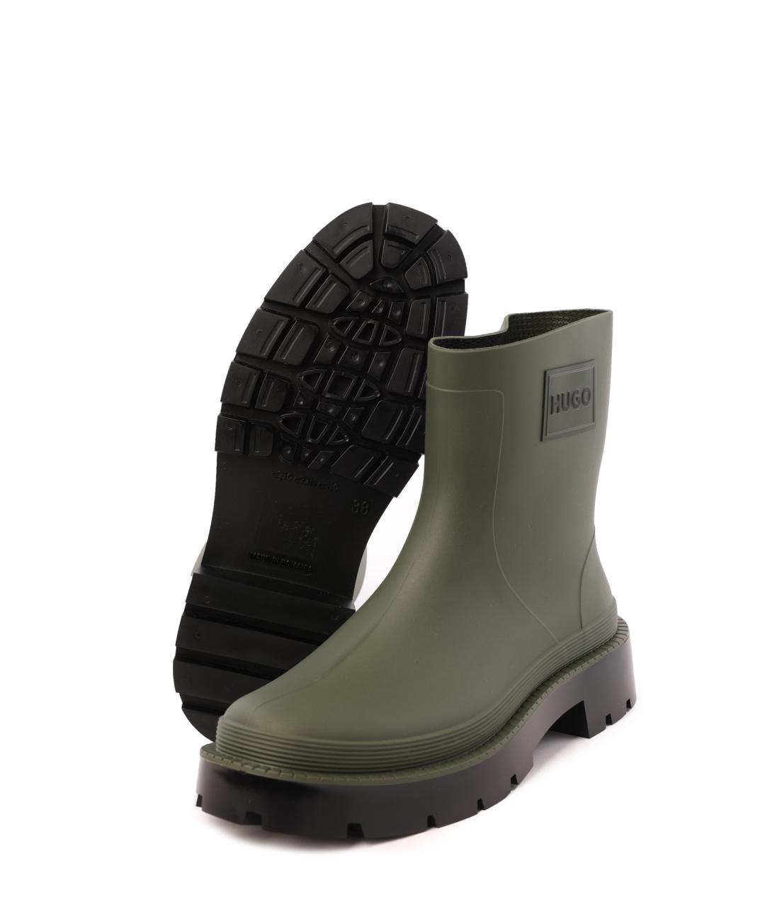 HUGO Зеленые резиновые сапоги, фото 4