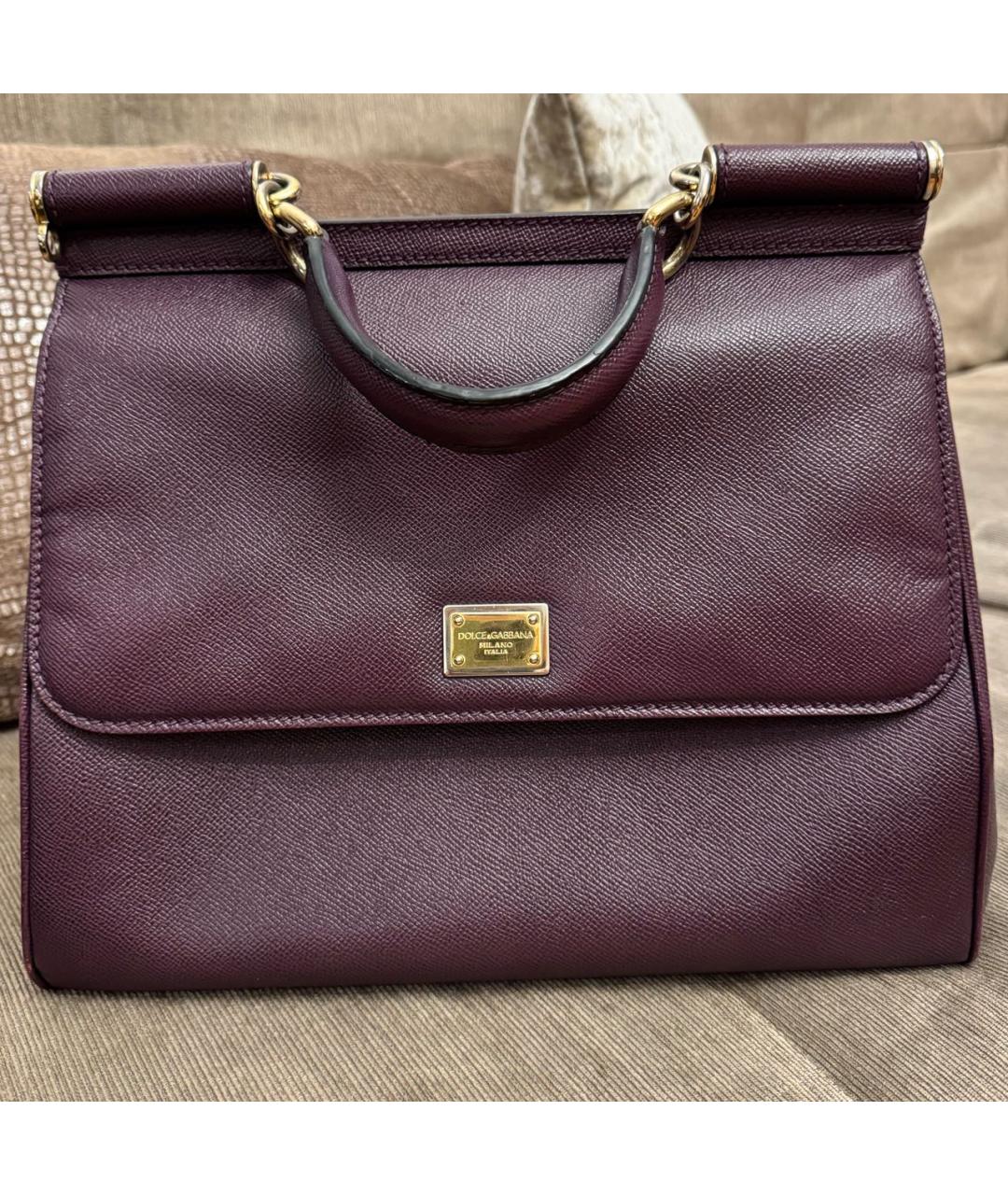 DOLCE&GABBANA Фиолетовая кожаная сумка с короткими ручками, фото 8