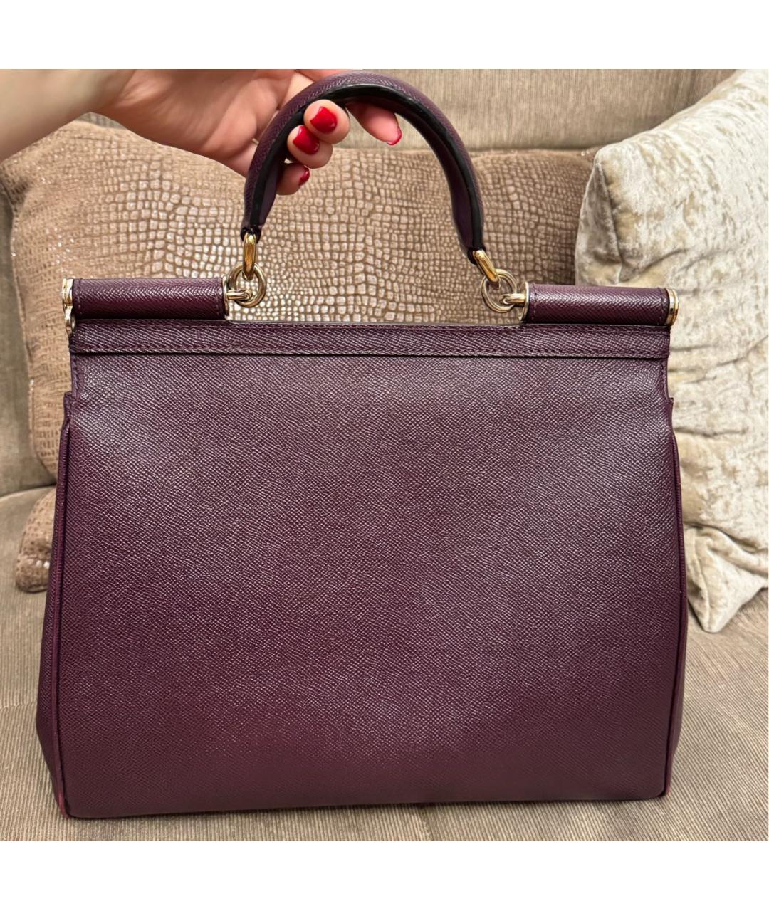 DOLCE&GABBANA Фиолетовая кожаная сумка с короткими ручками, фото 3