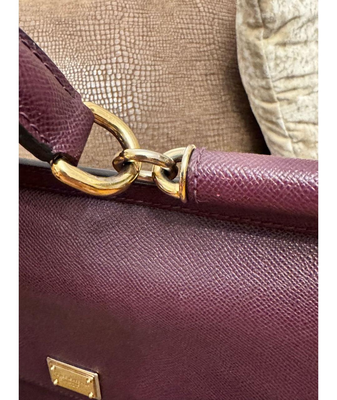 DOLCE&GABBANA Фиолетовая кожаная сумка с короткими ручками, фото 7