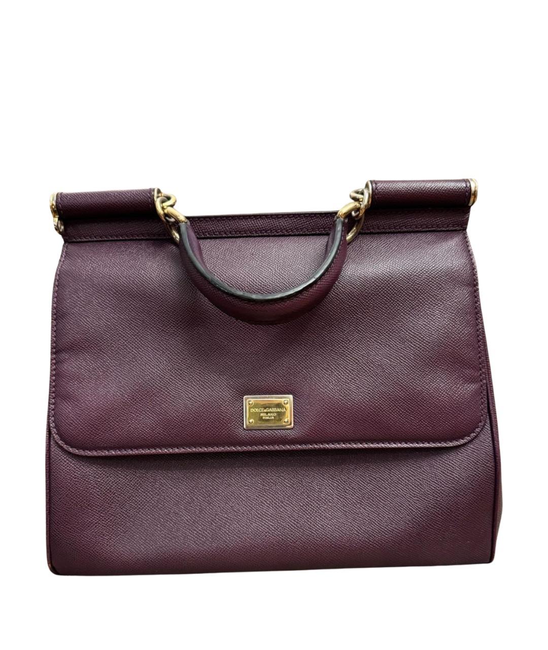 DOLCE&GABBANA Фиолетовая кожаная сумка с короткими ручками, фото 1