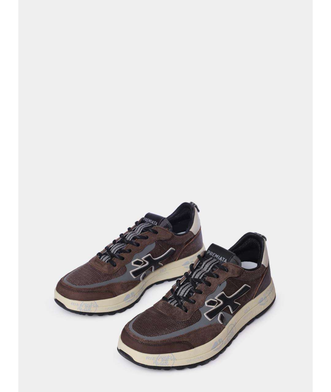 PREMIATA Коричневые замшевые высокие кроссовки / кеды, фото 2