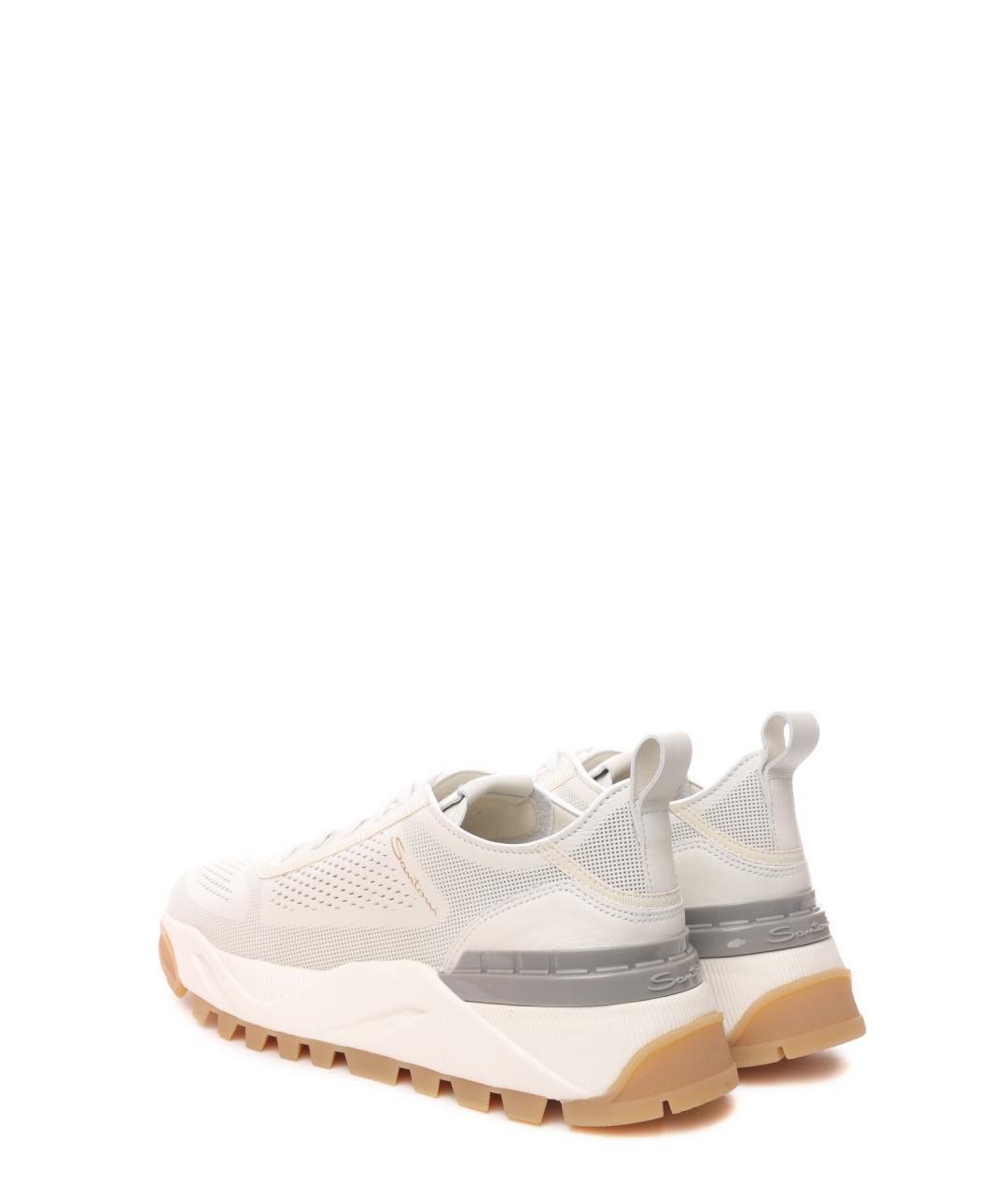 SANTONI Бежевые кожаные кроссовки, фото 3