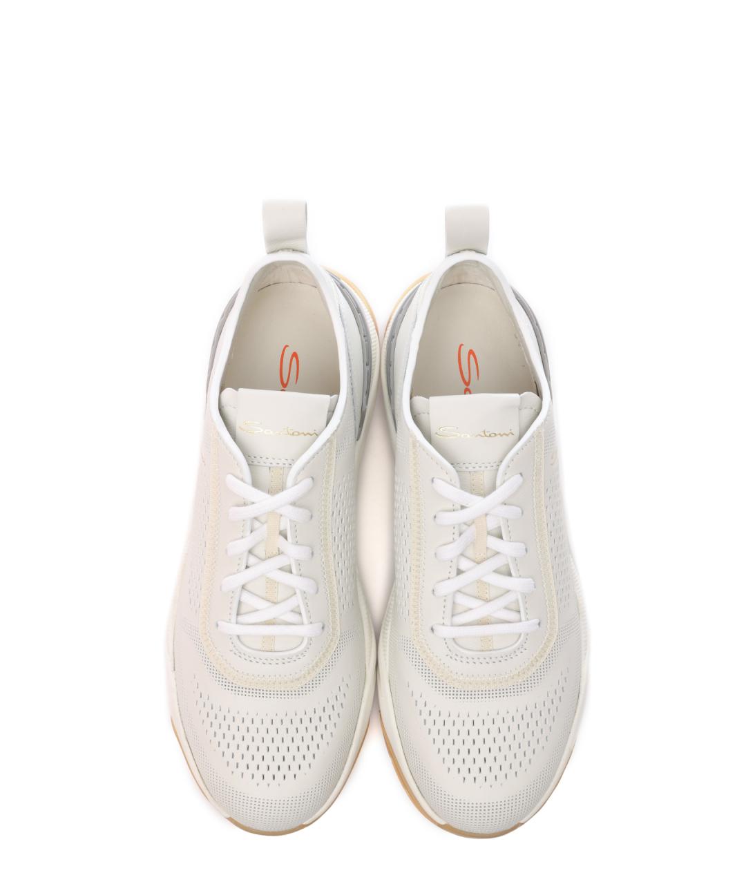 SANTONI Бежевые кожаные кроссовки, фото 5