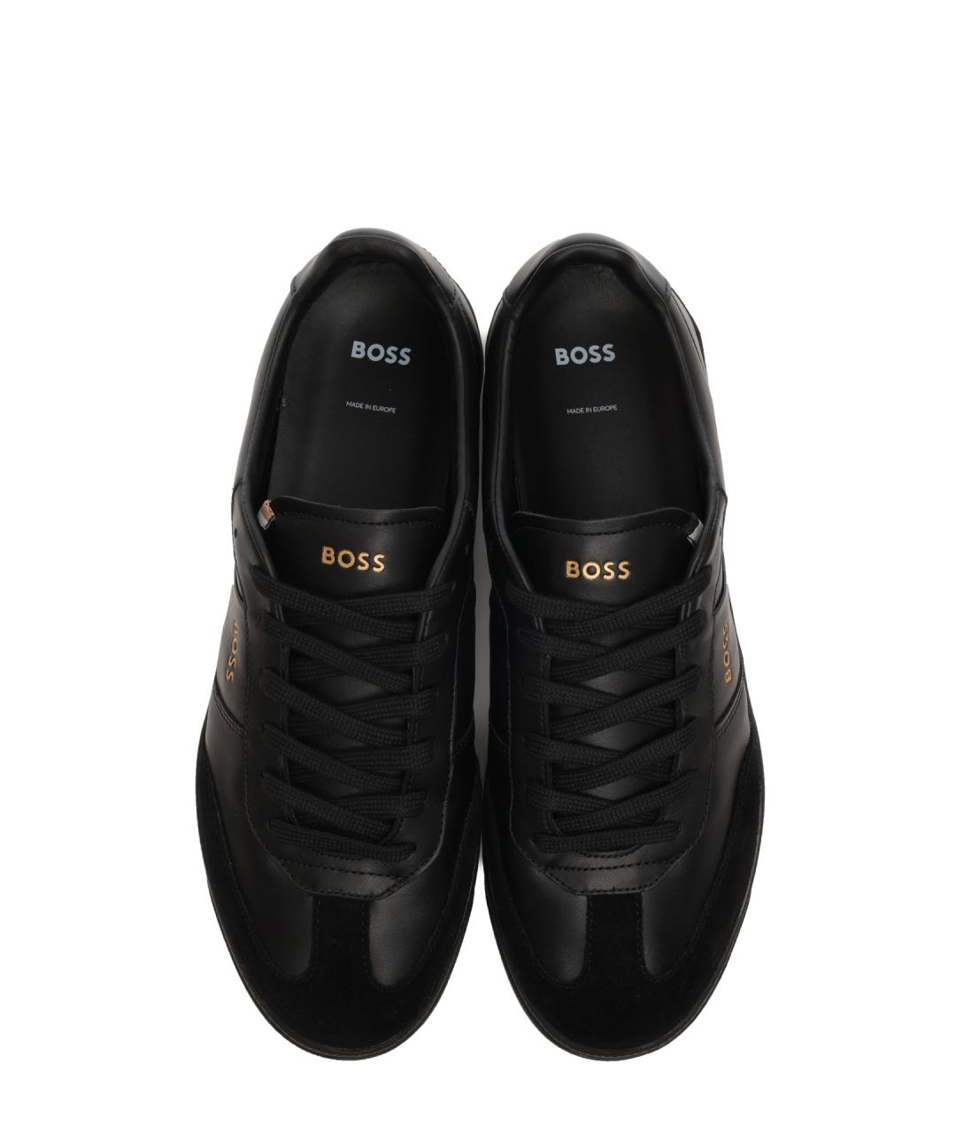 HUGO BOSS Черные кожаные низкие кроссовки / кеды, фото 5