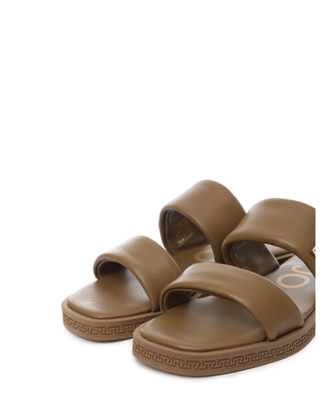 LIU JO Коричневые кожаные шлепанцы, фото 5