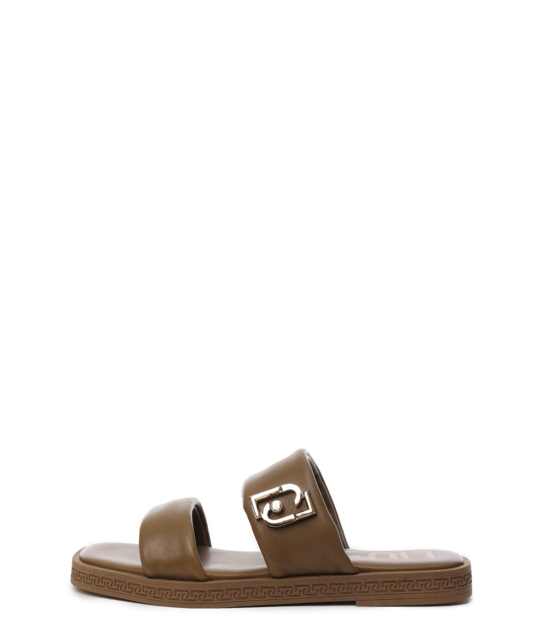 LIU JO Коричневые кожаные шлепанцы, фото 7