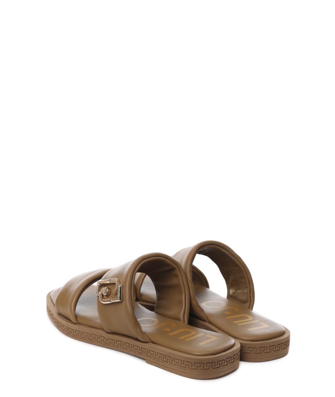 LIU JO Коричневые кожаные шлепанцы, фото 3