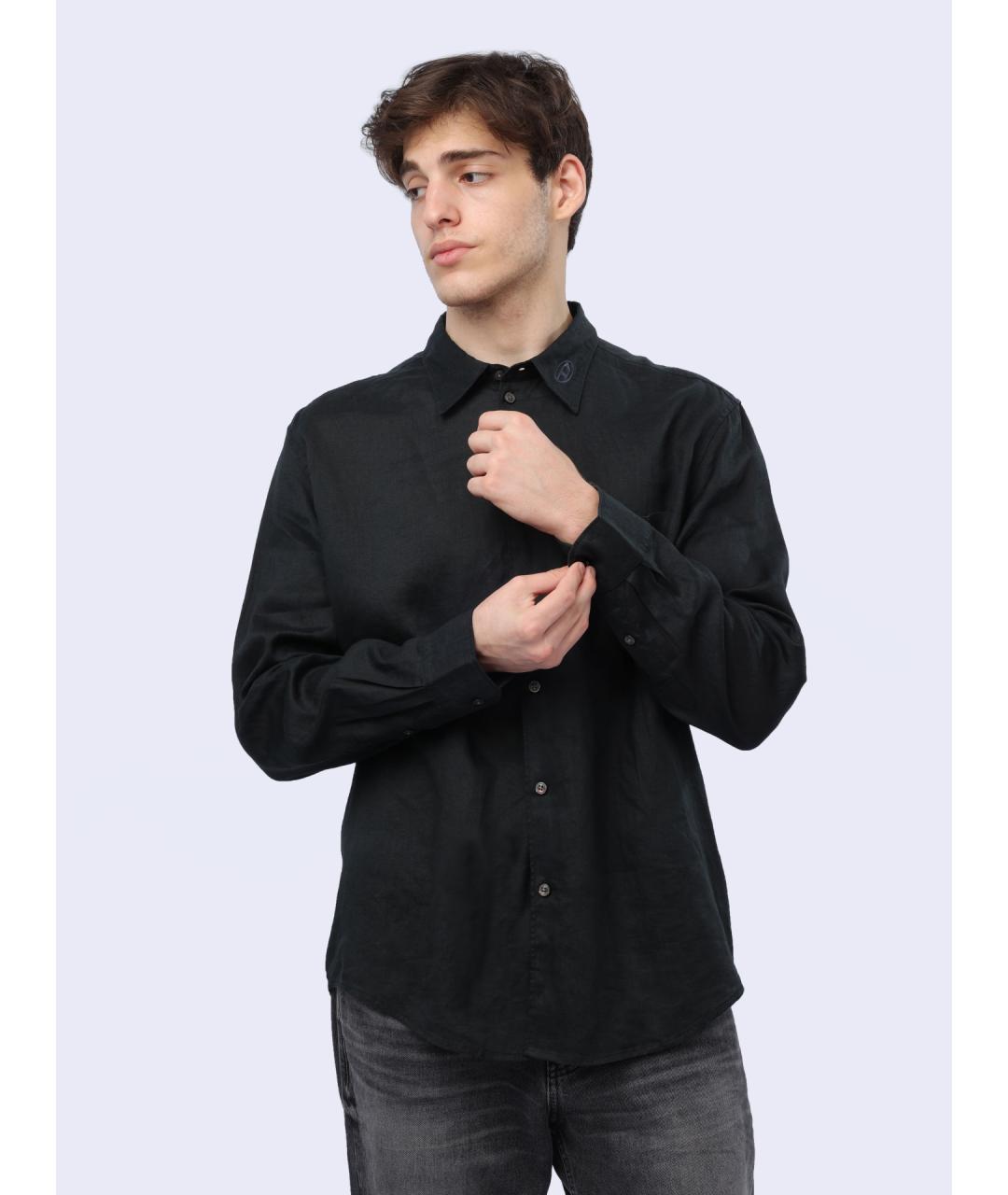 DIESEL Черная льняная кэжуал рубашка, фото 3