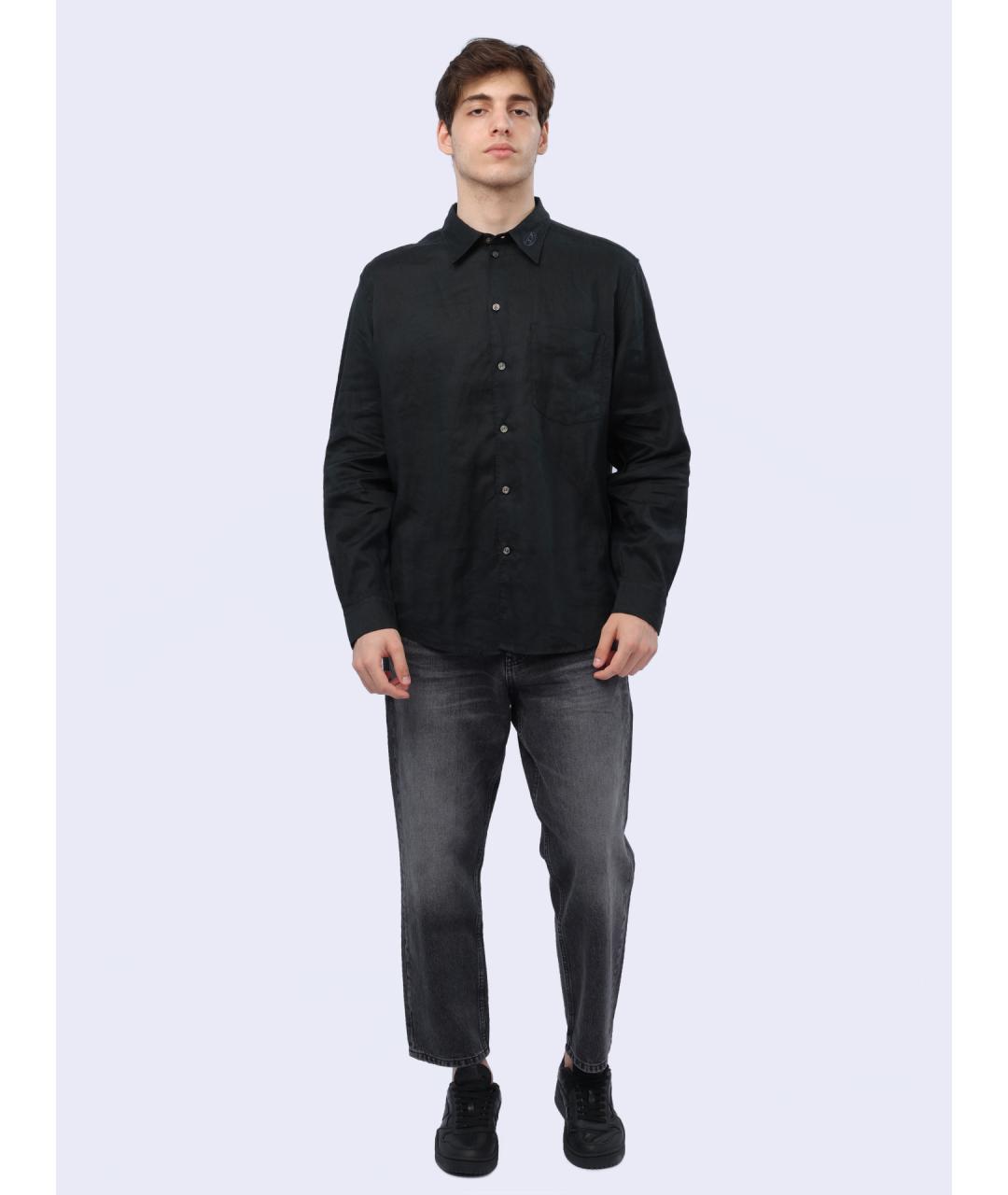 DIESEL Черная льняная кэжуал рубашка, фото 6