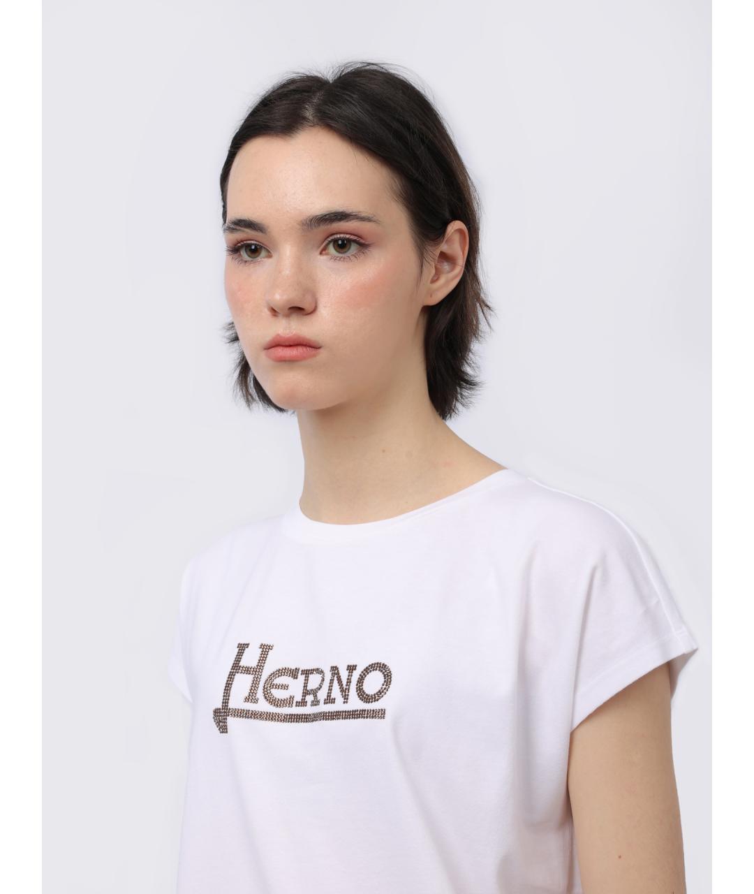 HERNO Белая хлопковая футболка, фото 4