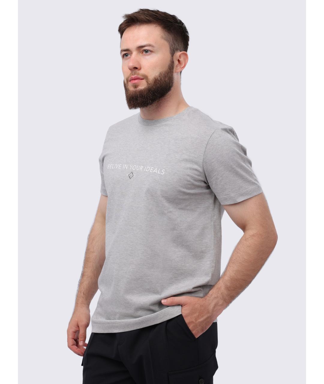 PESERICO Серая хлопковая футболка, фото 3