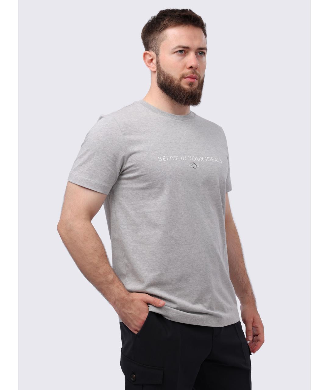 PESERICO Серая хлопковая футболка, фото 4