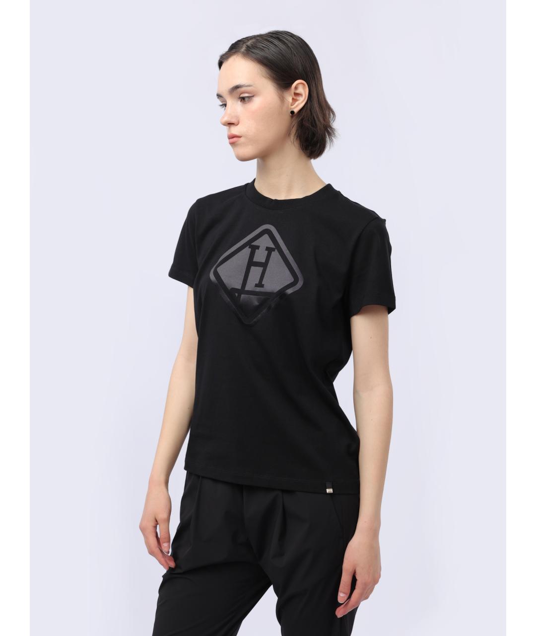 HERNO Черная хлопковая футболка, фото 3