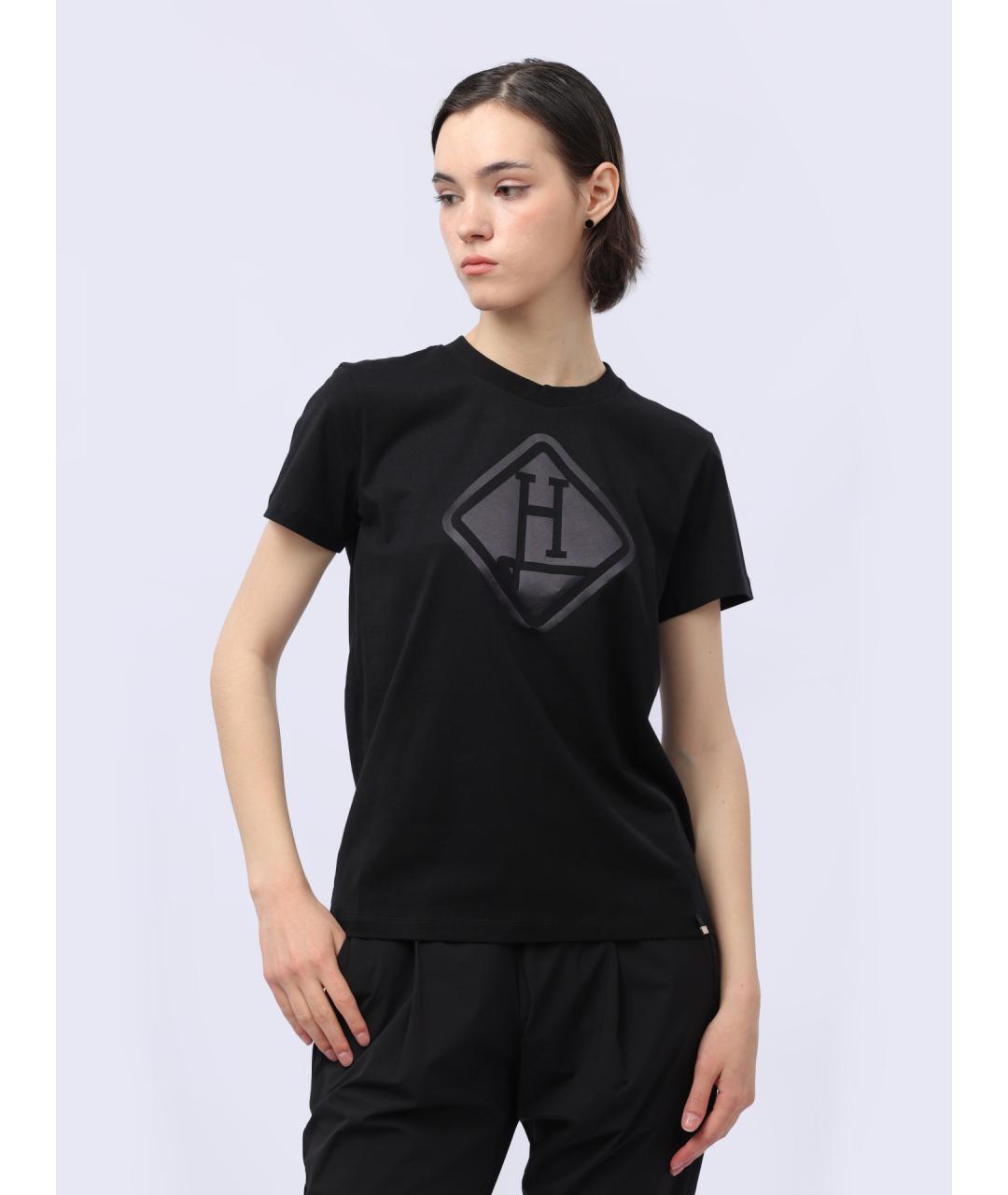 HERNO Черная хлопковая футболка, фото 7