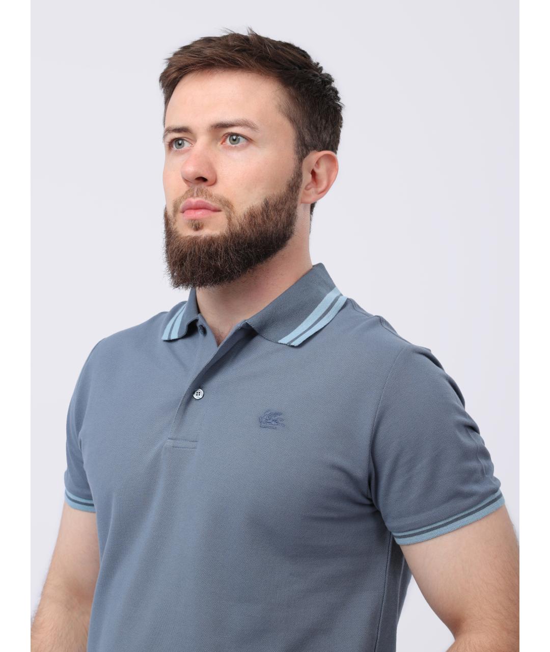 ETRO Синее поло с коротким рукавом, фото 5