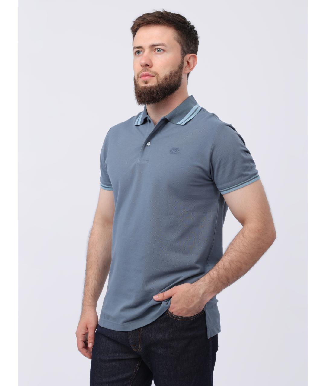 ETRO Синее поло с коротким рукавом, фото 4