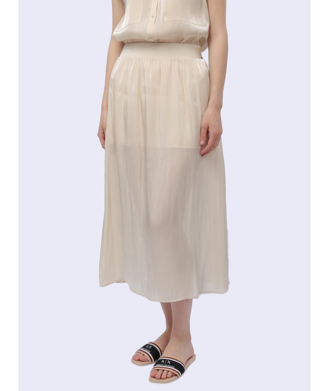 ARMANI EXCHANGE Бежевая полиэстеровая юбка миди, фото 3