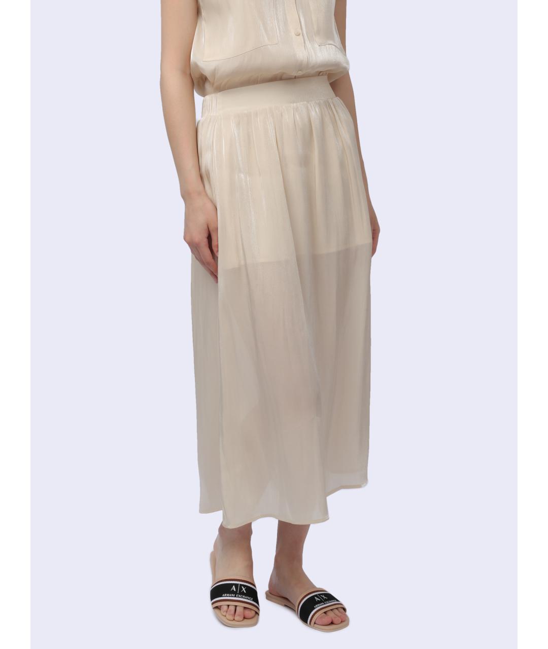 ARMANI EXCHANGE Бежевая полиэстеровая юбка миди, фото 5