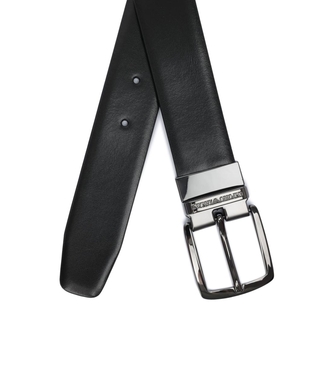 EMPORIO ARMANI Черный кожаный ремень, фото 2