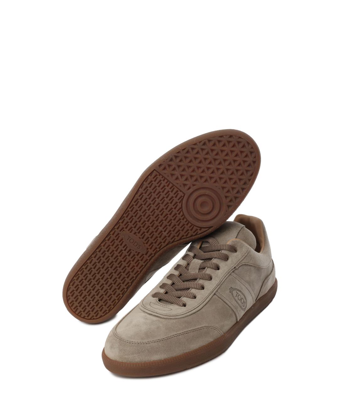 TOD'S Коричневые замшевые низкие кроссовки / кеды, фото 4