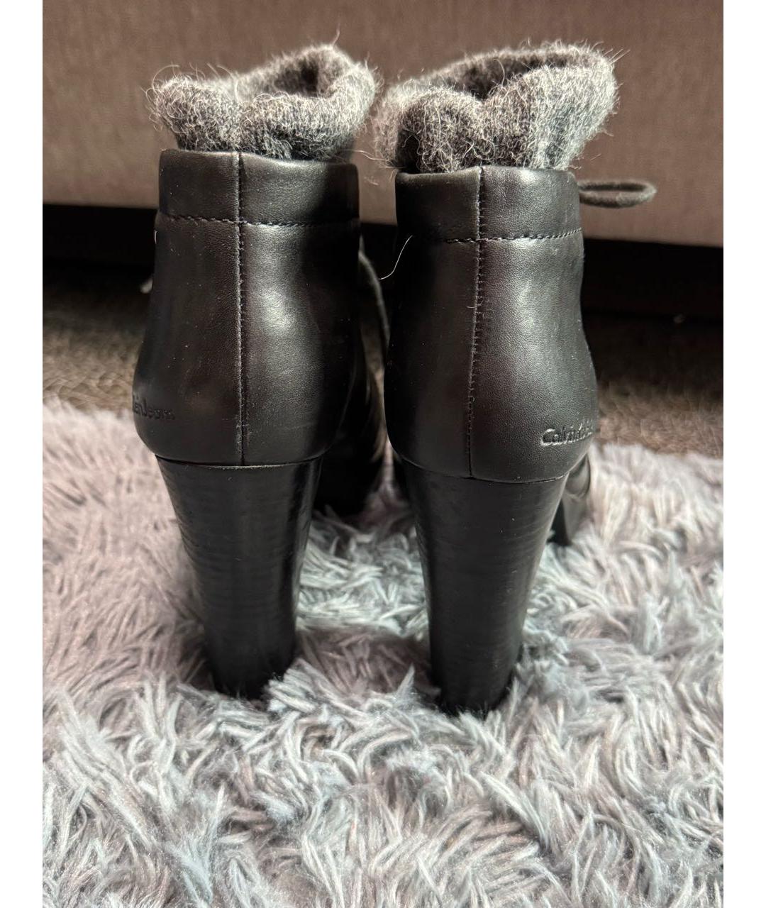 CALVIN KLEIN Черные кожаные ботильоны, фото 4