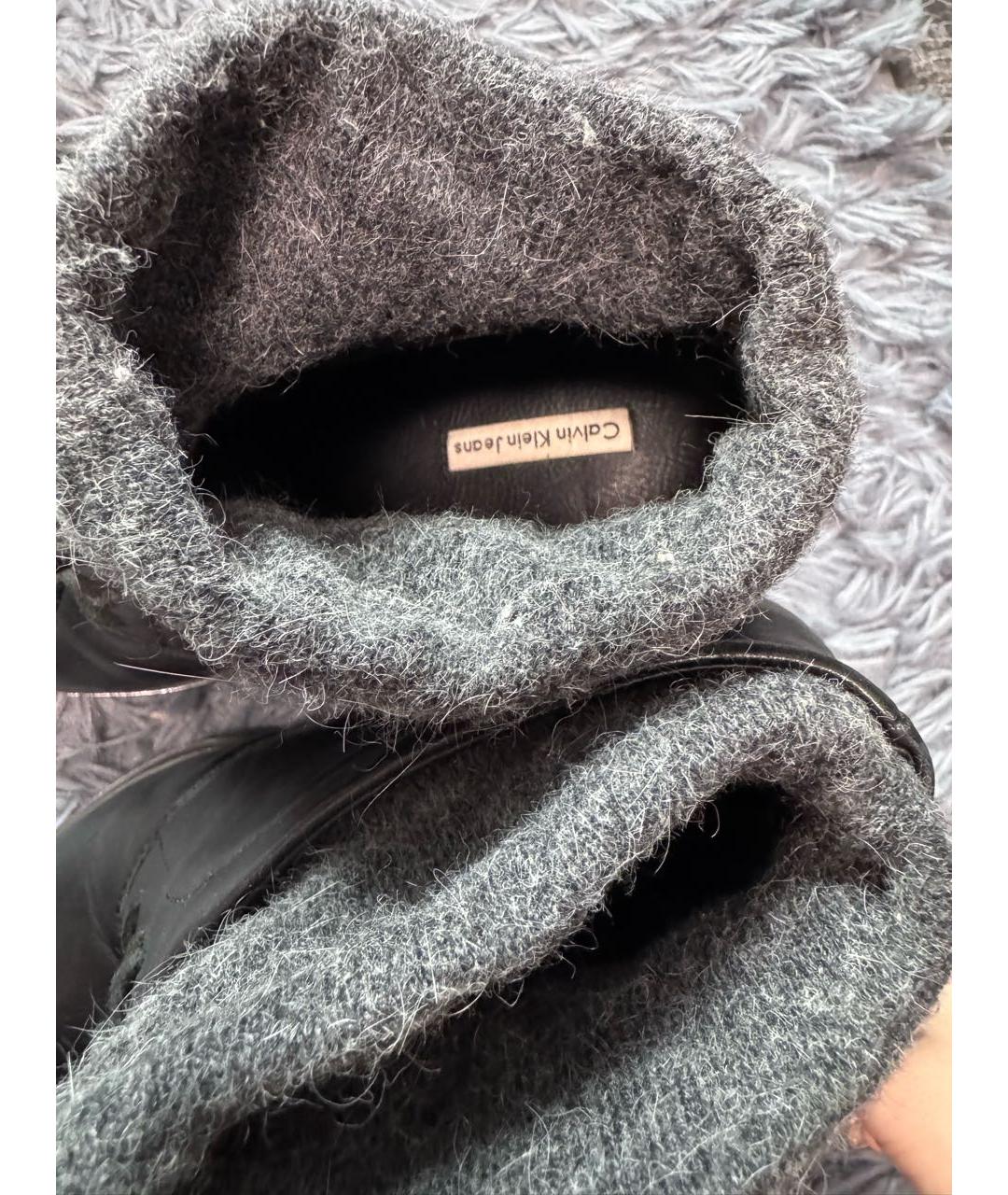 CALVIN KLEIN Черные кожаные ботильоны, фото 3