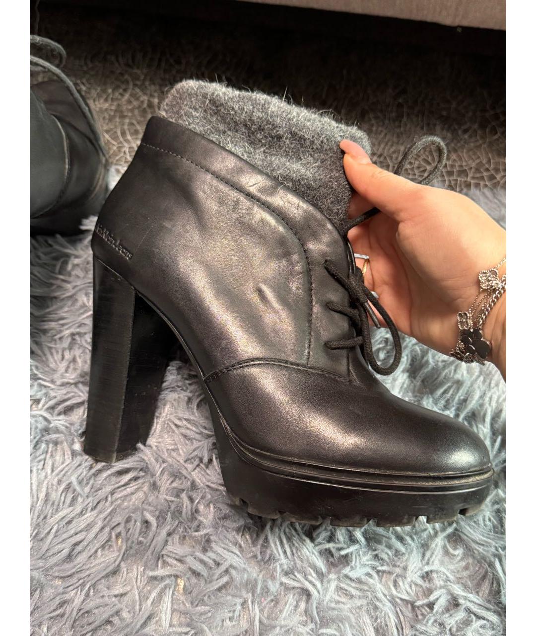 CALVIN KLEIN Черные кожаные ботильоны, фото 8