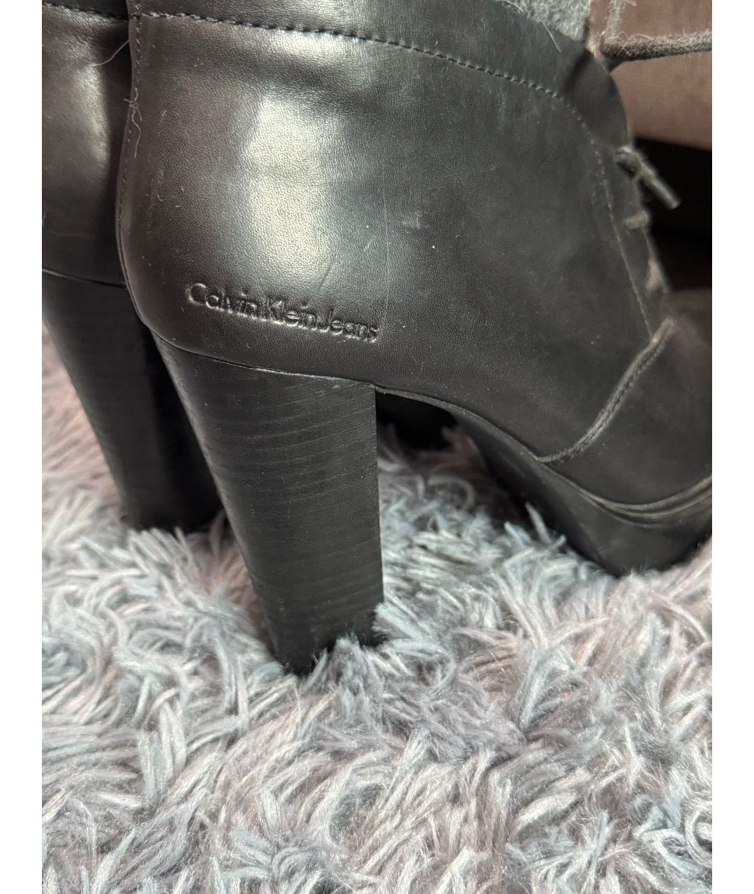 CALVIN KLEIN Черные кожаные ботильоны, фото 7