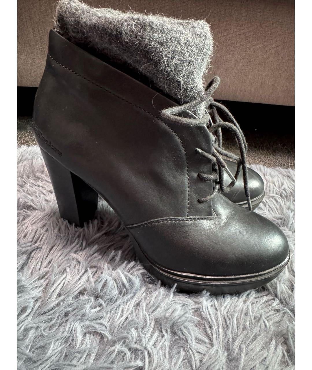 CALVIN KLEIN Черные кожаные ботильоны, фото 2