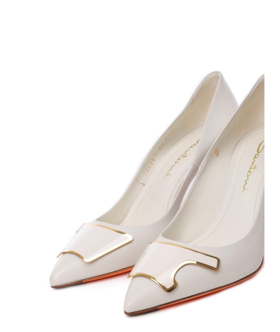 SANTONI Белые кожаные туфли, фото 6