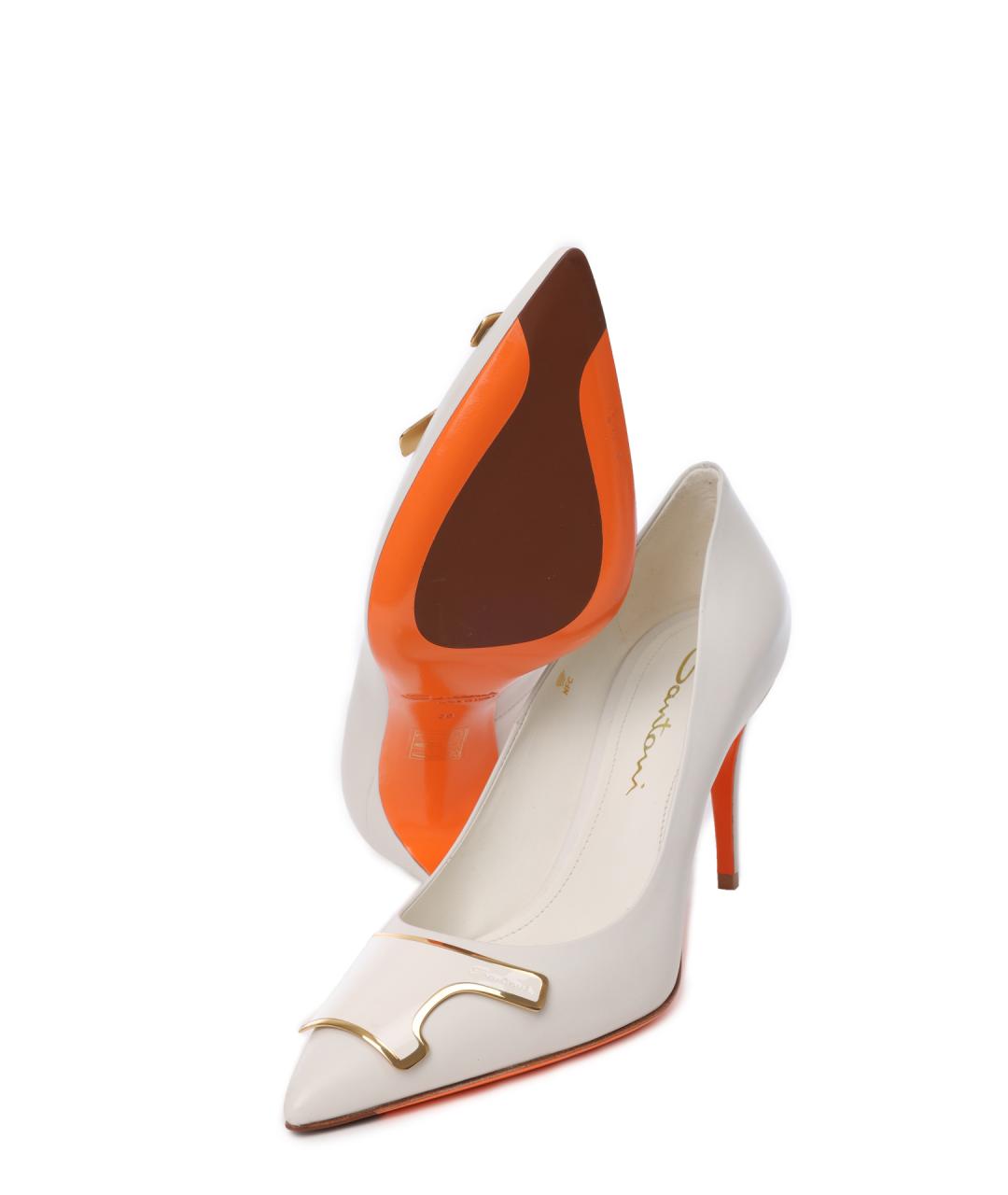 SANTONI Белые кожаные туфли, фото 5