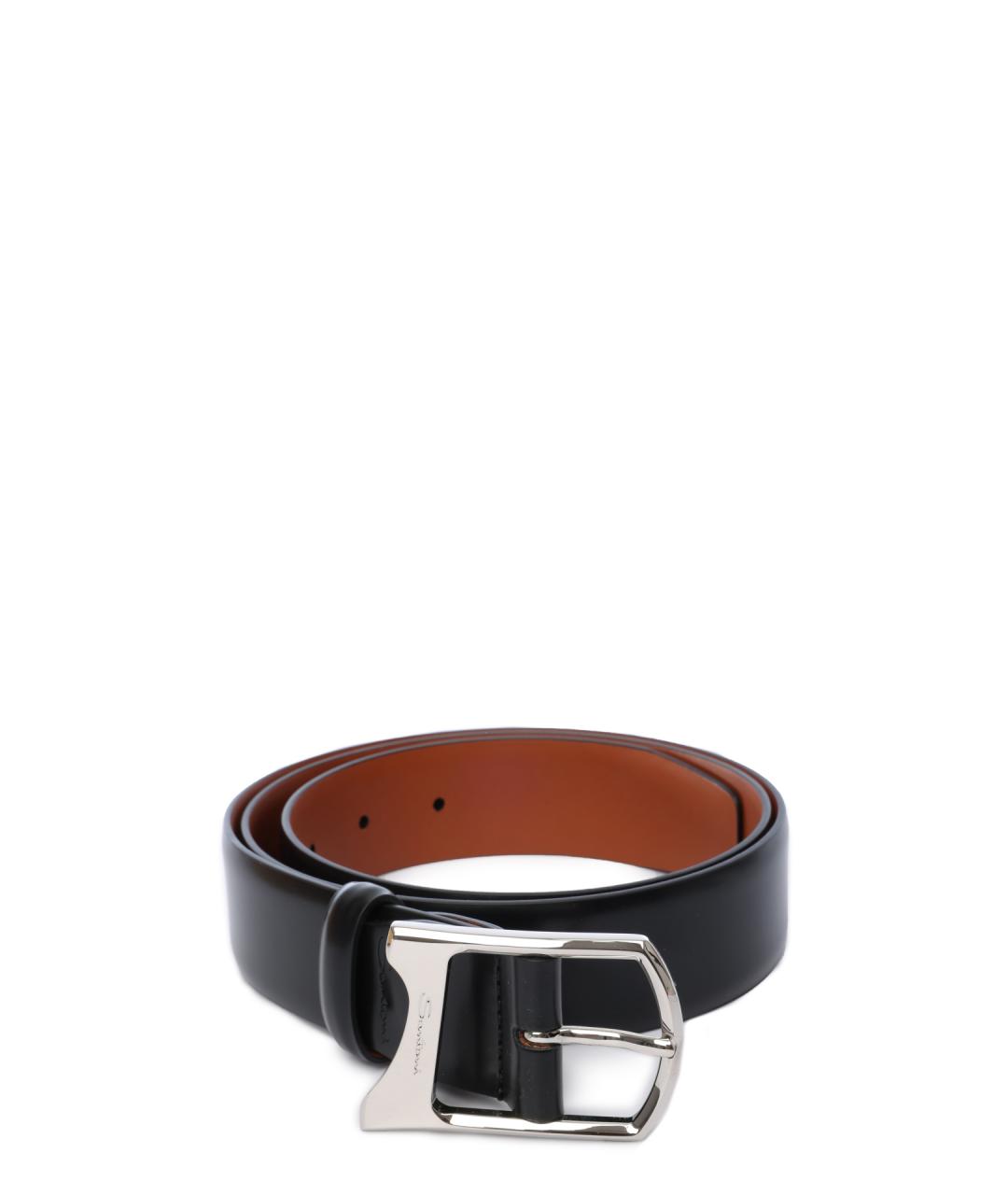 SANTONI Черный кожаный ремень, фото 1
