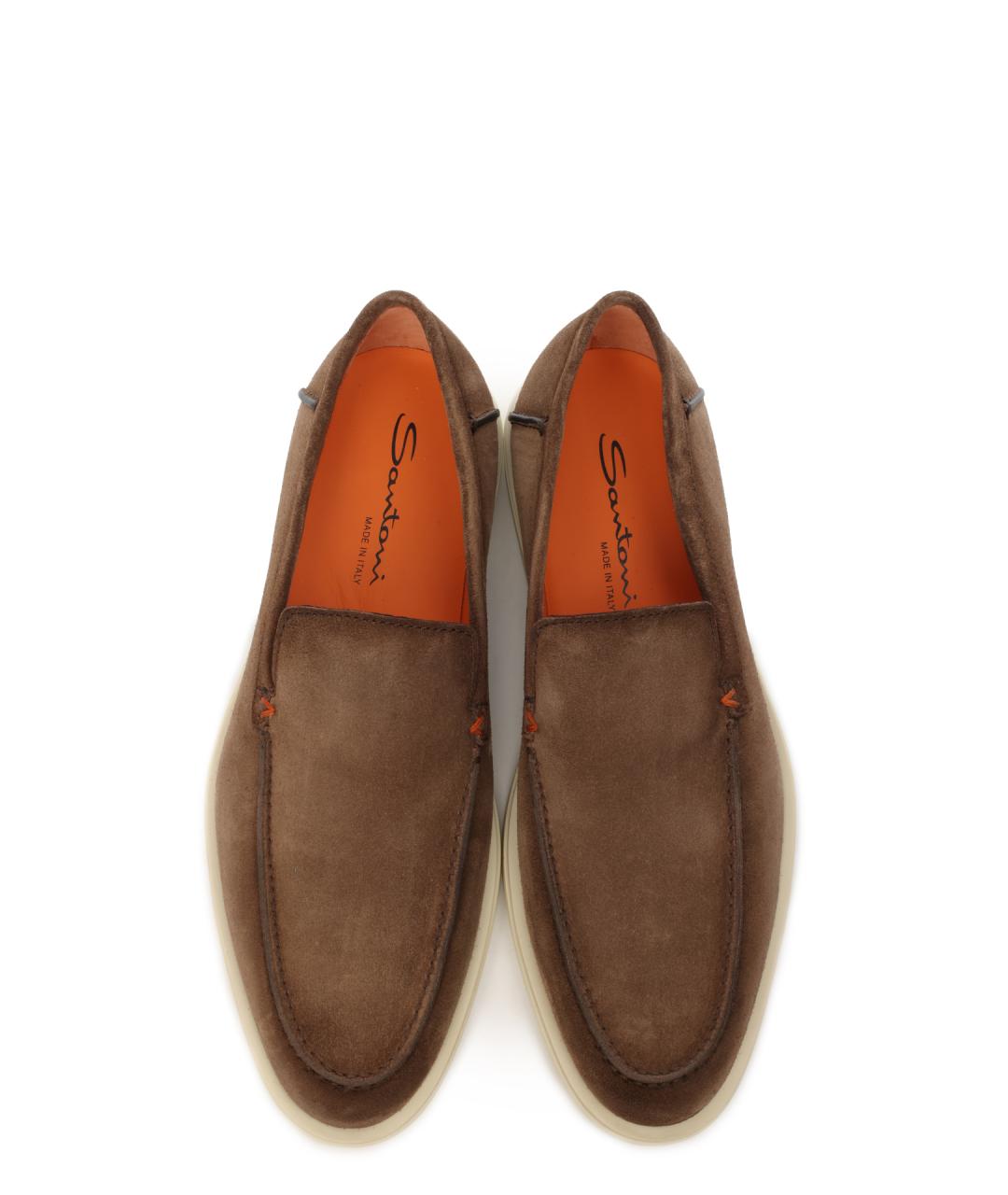SANTONI Коричневые замшевые лоферы, фото 5